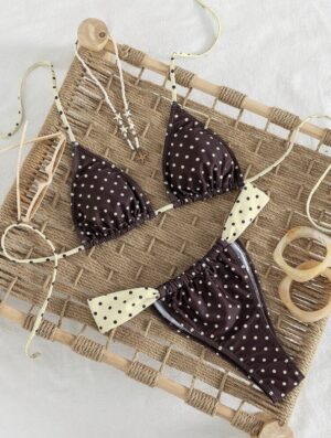 MAILLOT DE BAIN MARRON PETIT POIS