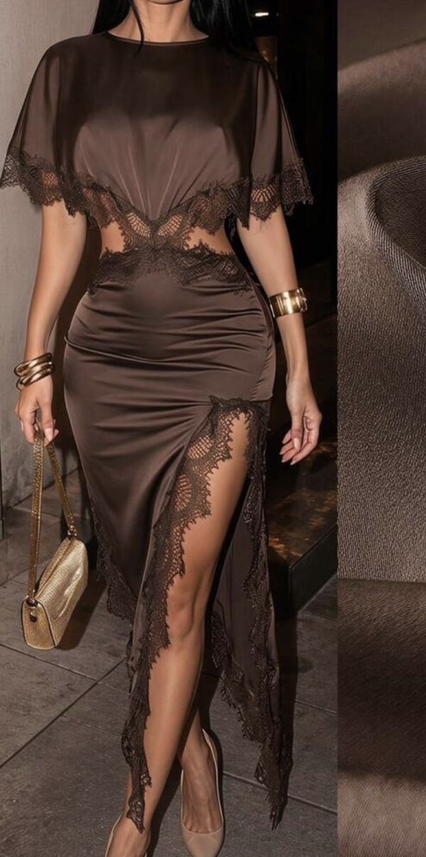 ROBES MARRON DENTELLE