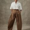 PANTALON MARRON LARGE TAILLE STANDARD