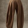 PANTALON MARRON LARGE TAILLE STANDARD