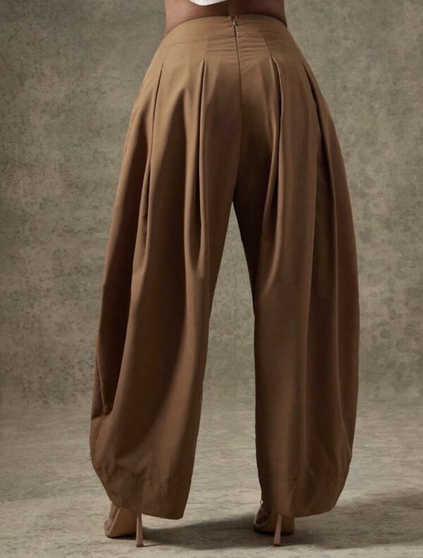 PANTALON MARRON LARGE TAILLE STANDARD