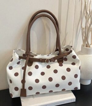 SAC A MAIN A POIS MARRON FONCE